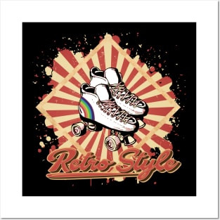 'Rainbow Retro Roller Skater 80s' Eighties Vintage Gift Posters and Art